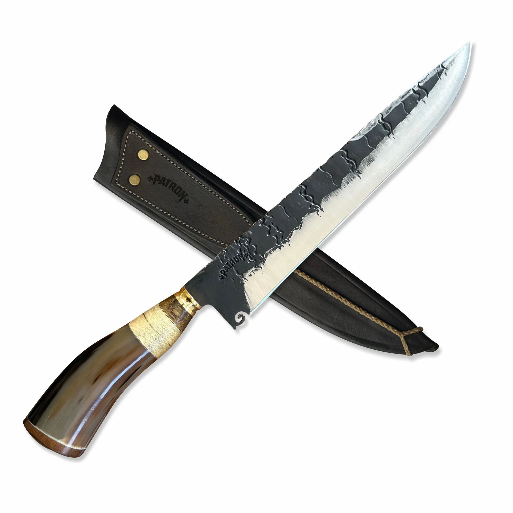 Faca Artesanal Churrasco 10 Pol. Aço Inox Forjado 3mm Cabo Preto