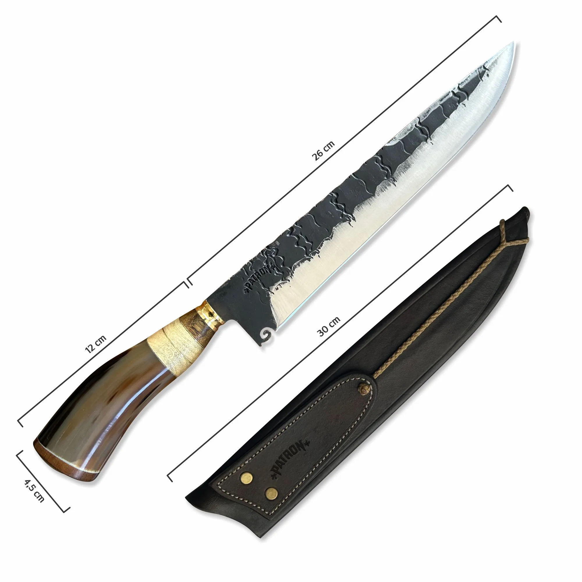 Faca Artesanal Churrasco 10 Pol. Aço Inox Forjado 3mm Cabo Preto - Imagem 2