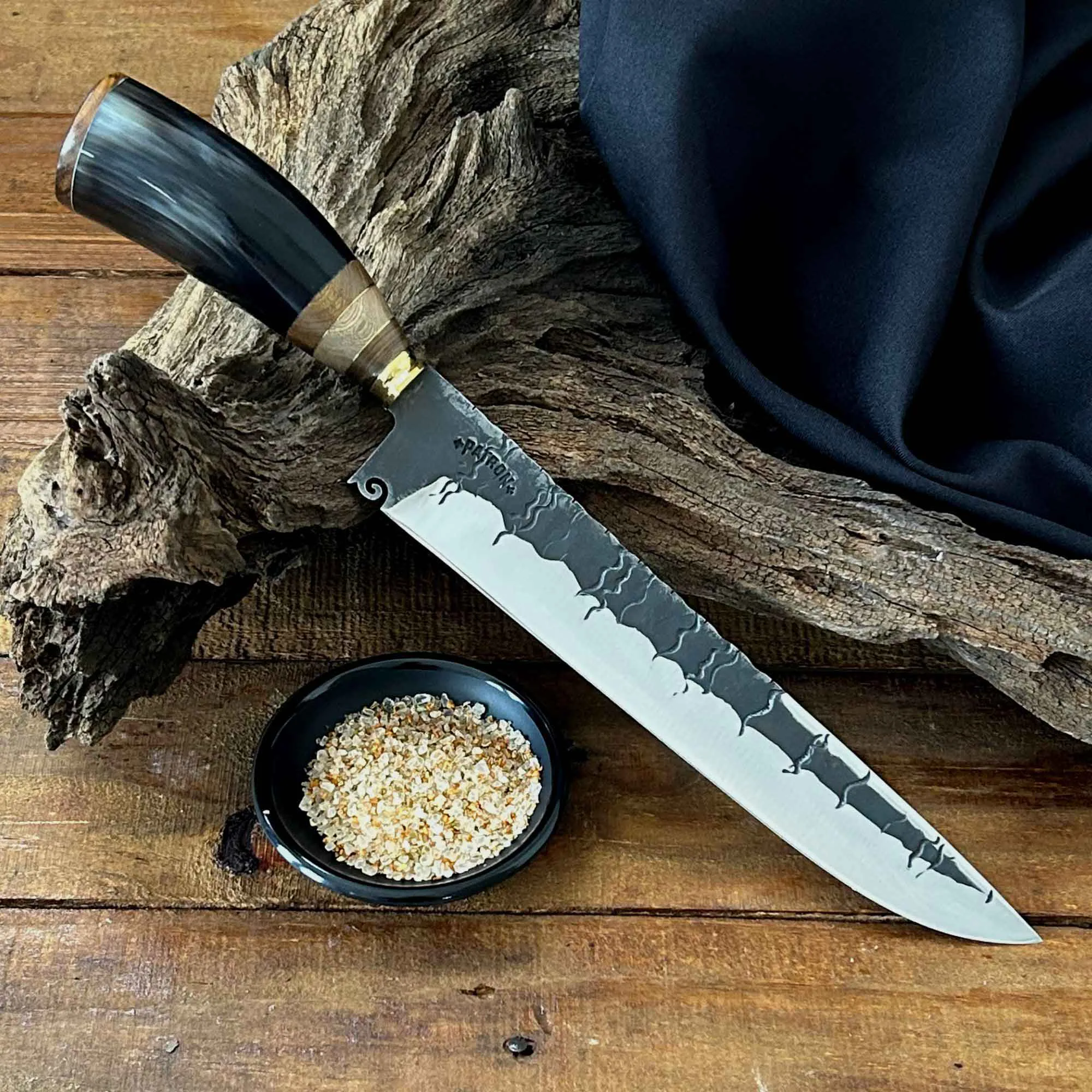 Faca Artesanal Churrasco 10 Pol. Aço Inox Forjado 3mm Cabo Preto - Imagem 5